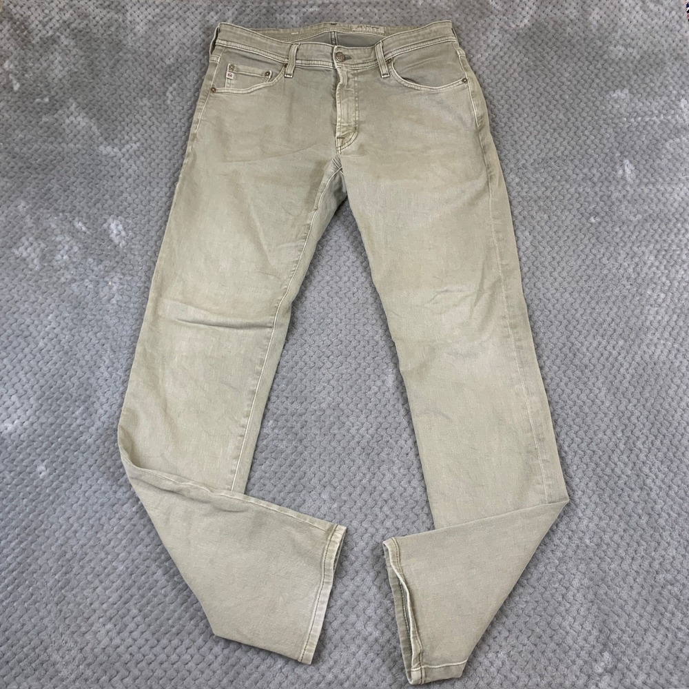 AG Adriano Goldschmied Tellis Jeans Mens 32x33 Khaki Tan Modern Slim 7 Years